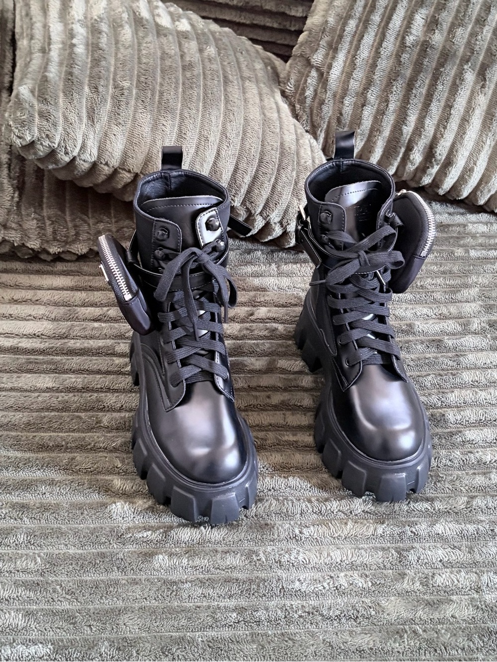Prada Black Monolith Boots - Size 37